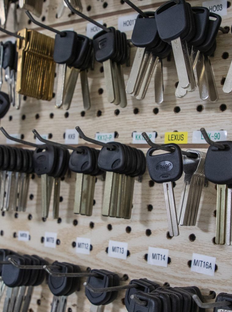 rows of different kinds of blank keys. Locksmith near me